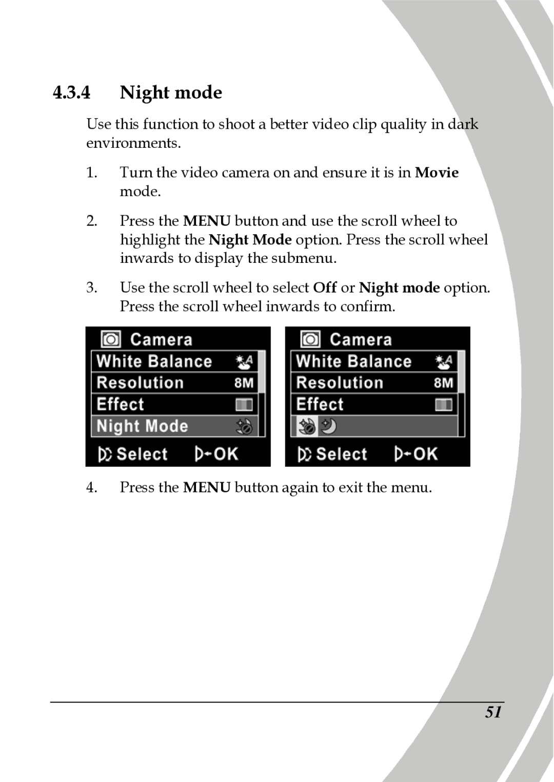 DXG Technology DXG-517V HD manual Night mode 