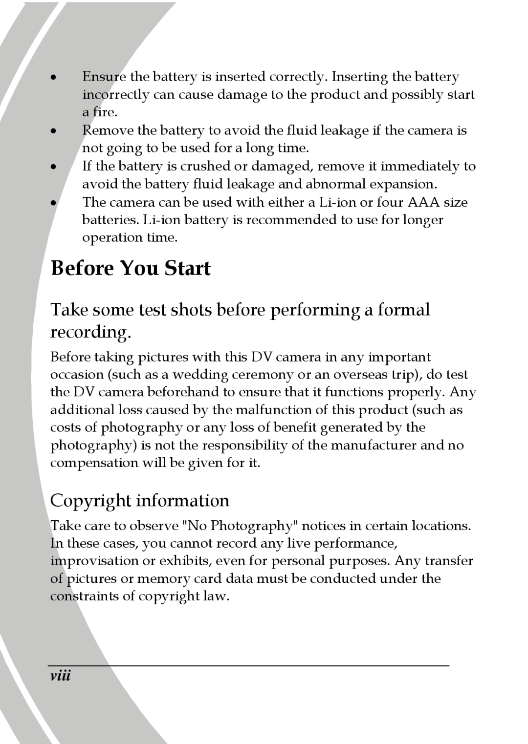 DXG Technology DXG-517V HD manual Before You Start, Take some test shots before performing a formal recording 