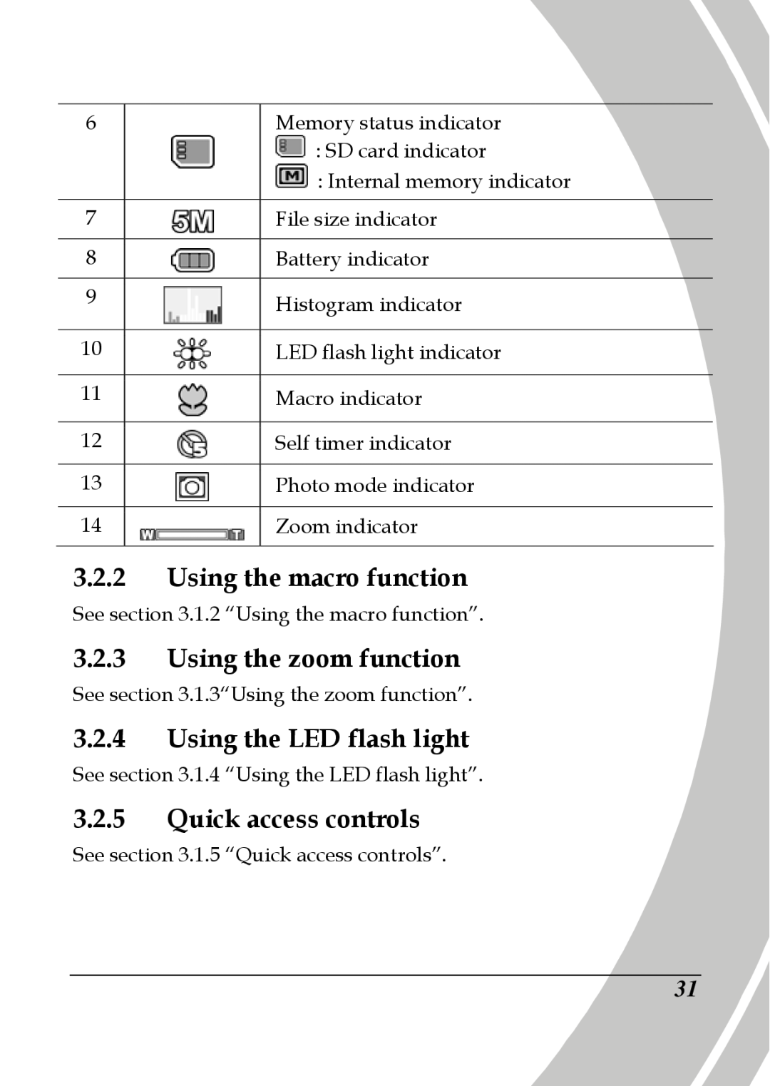 DXG Technology DXG-517V HD manual Using the macro function, Using the zoom function, Using the LED flash light 