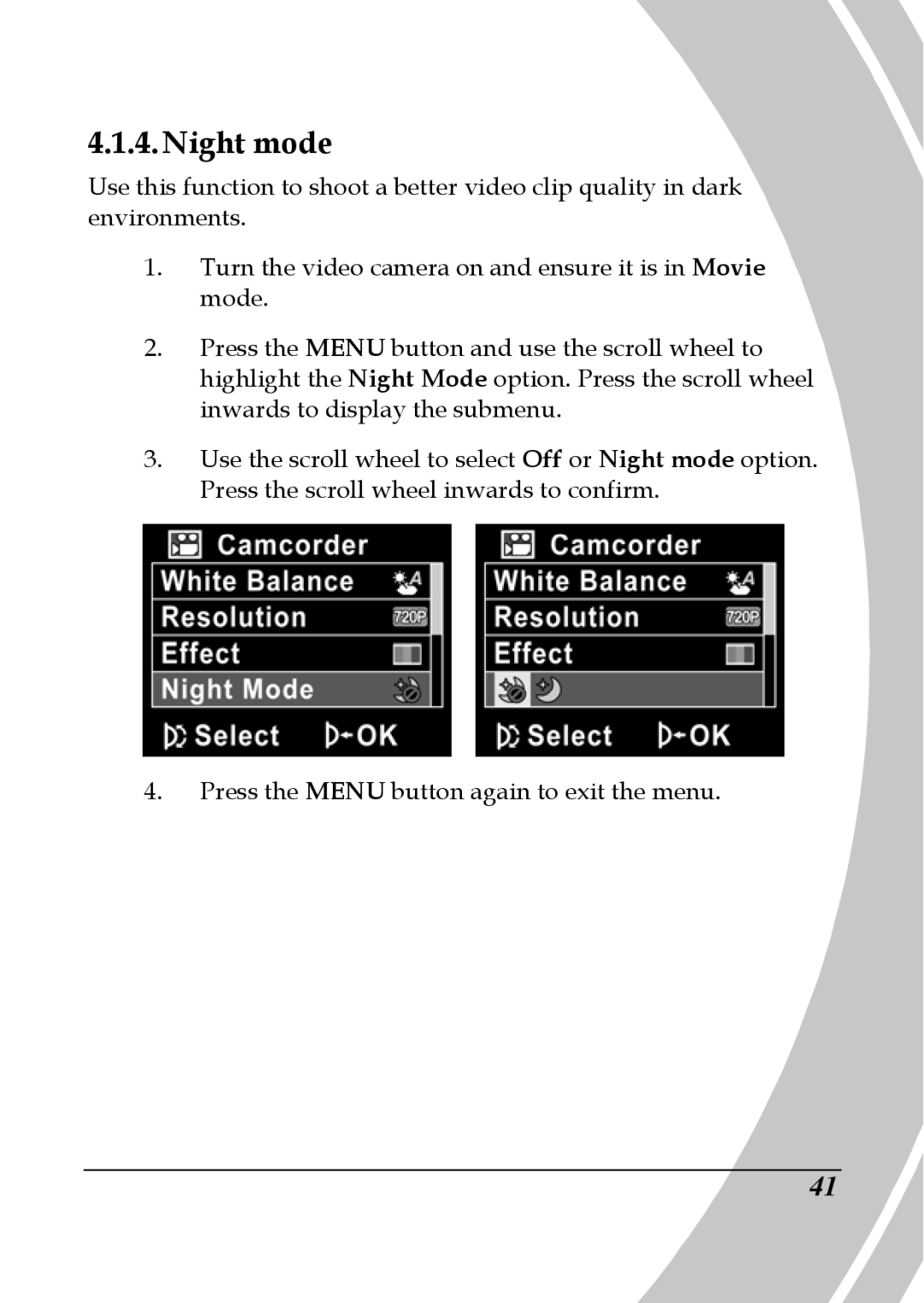 DXG Technology DXG-517V HD manual Night mode 
