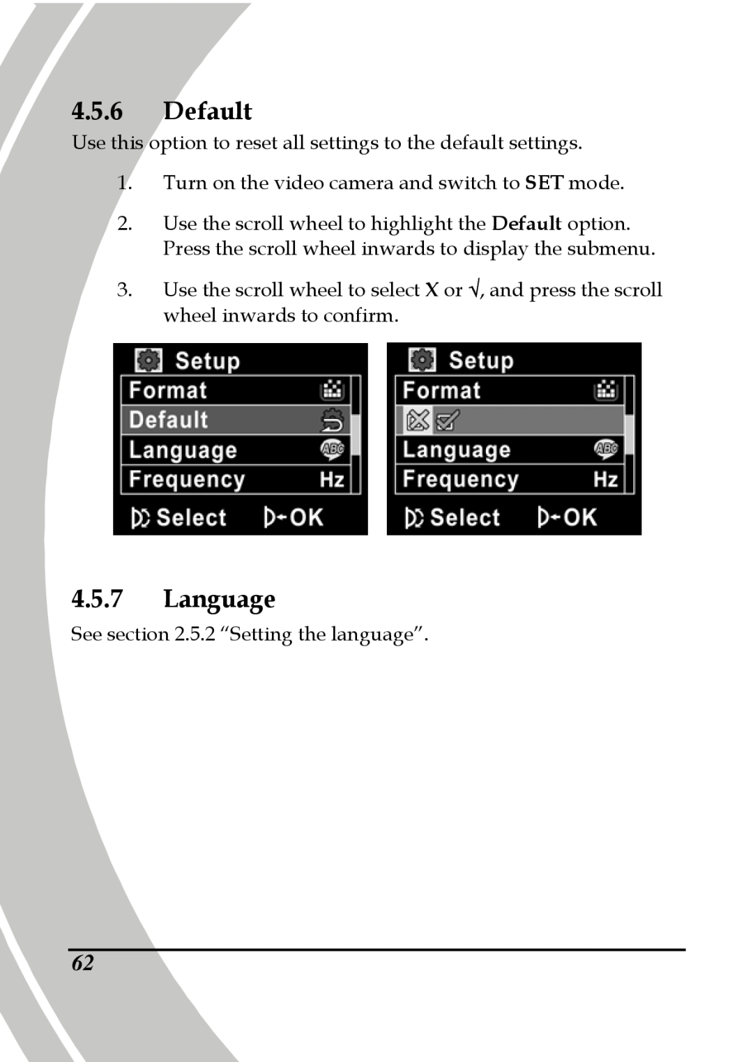 DXG Technology DXG-517V HD manual Default, Language 