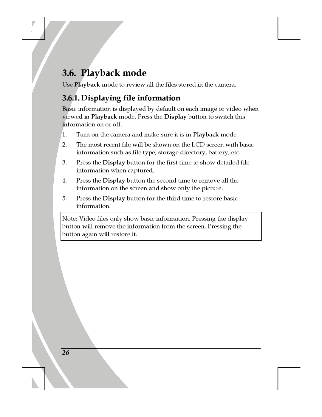 DXG Technology DXG-518 manual Playback mode, Displaying file information 