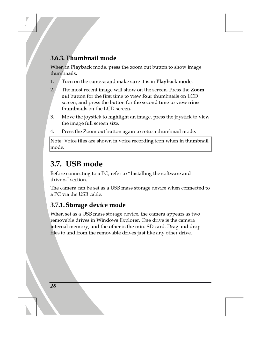 DXG Technology DXG-518 manual USB mode, Thumbnail mode, Storage device mode 