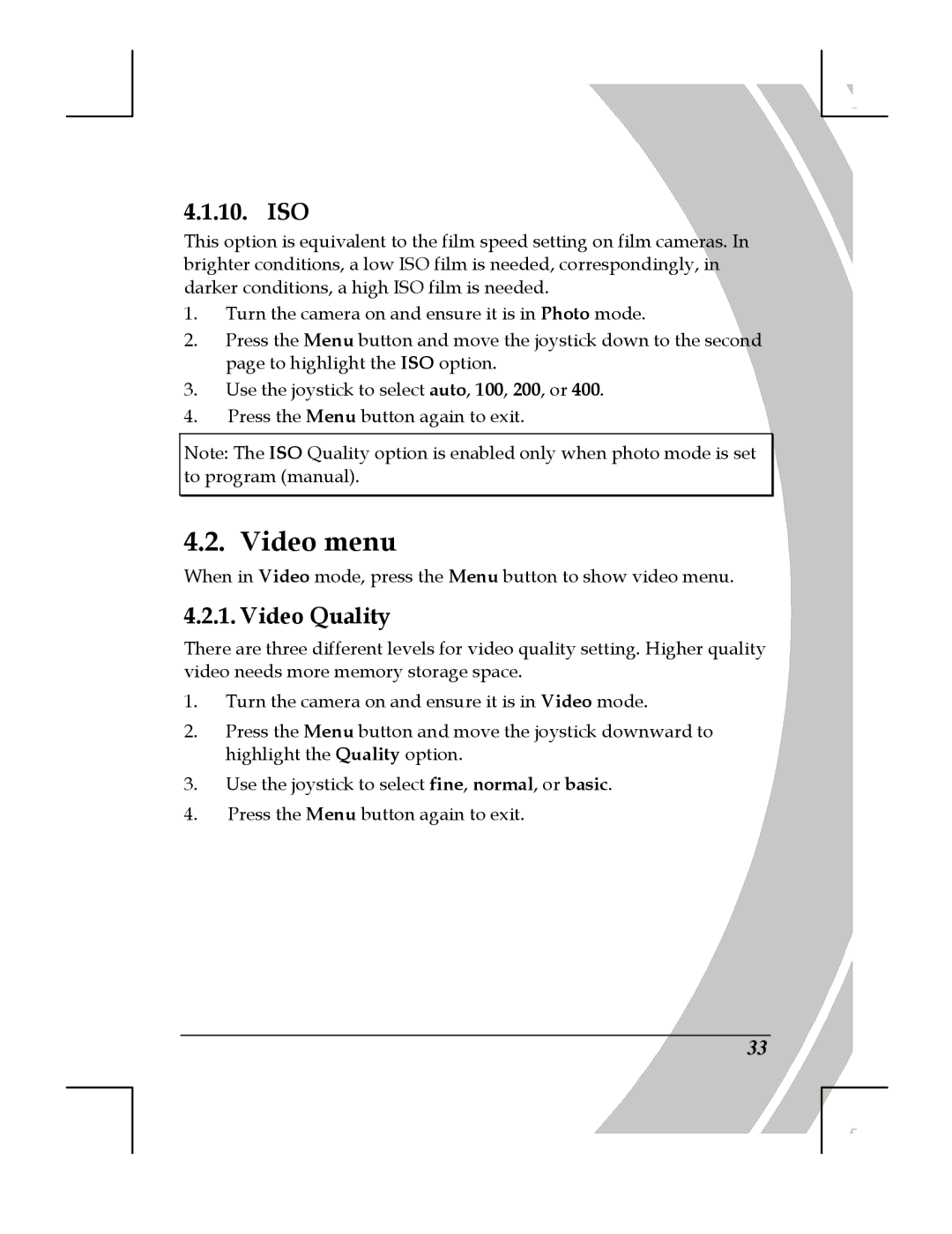 DXG Technology DXG-518 manual Video menu, Iso, Video Quality 