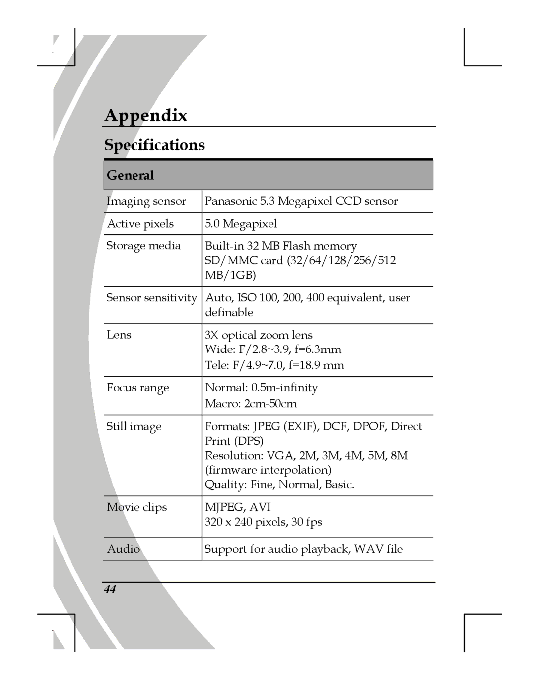 DXG Technology DXG-518 manual Appendix, Specifications, General 