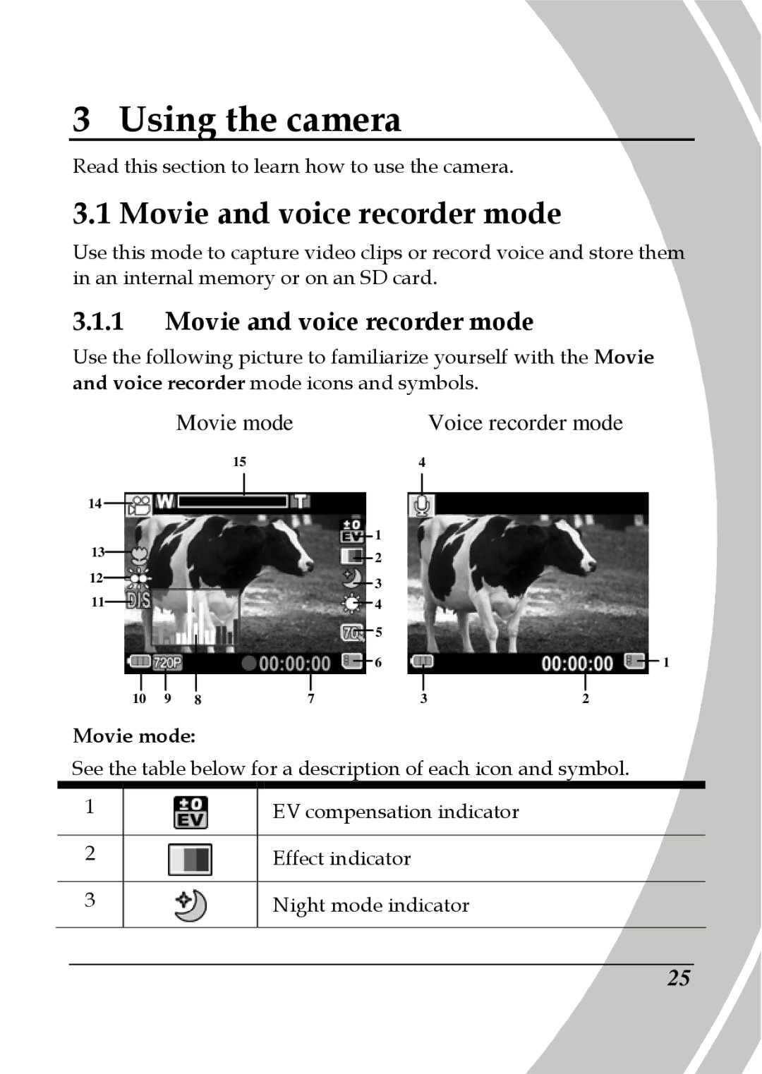 DXG Technology DXG-535V, DXG-533V manual Movie and voice recorder mode 