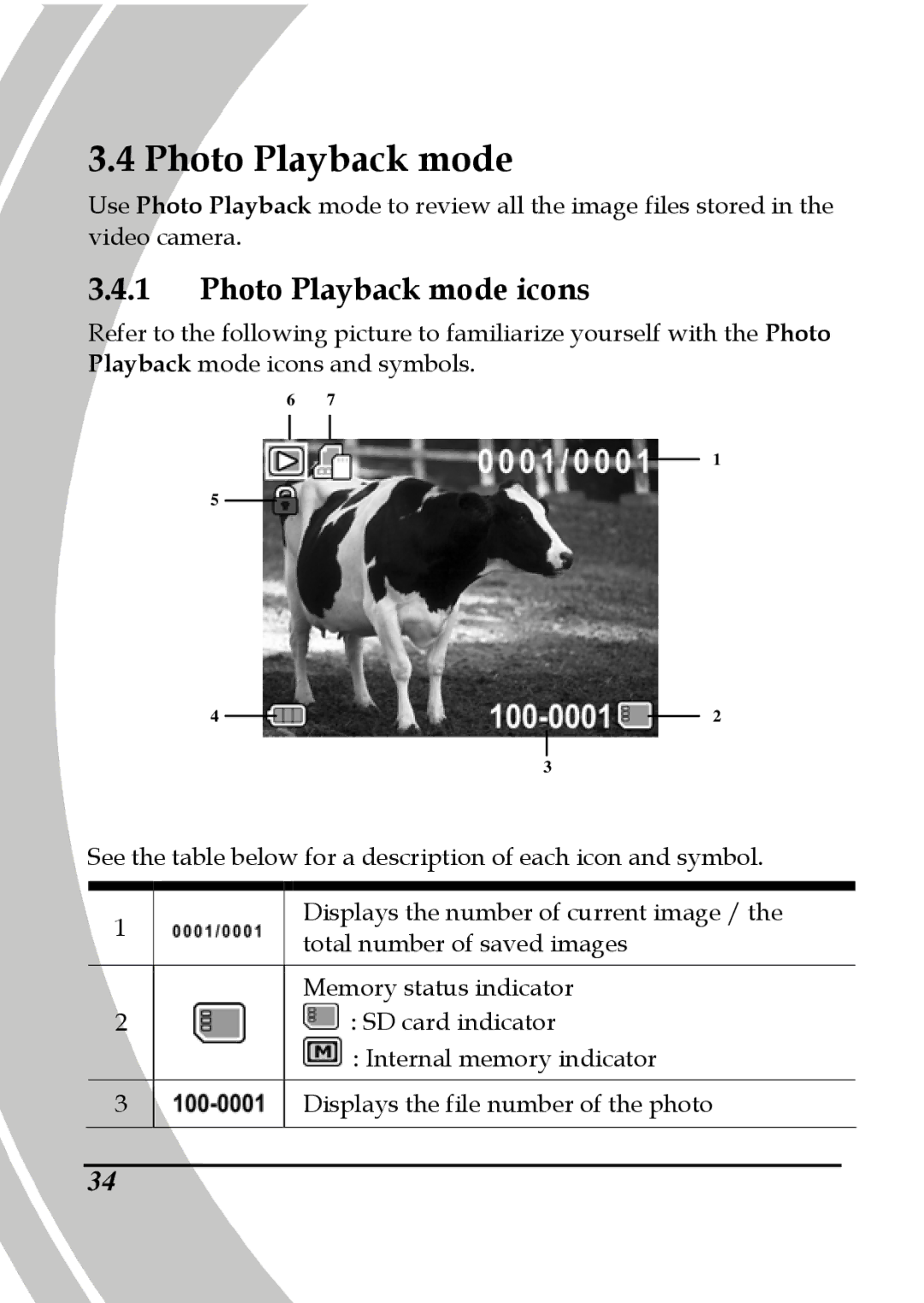 DXG Technology DXG-533V, DXG-535V manual Photo Playback mode icons 