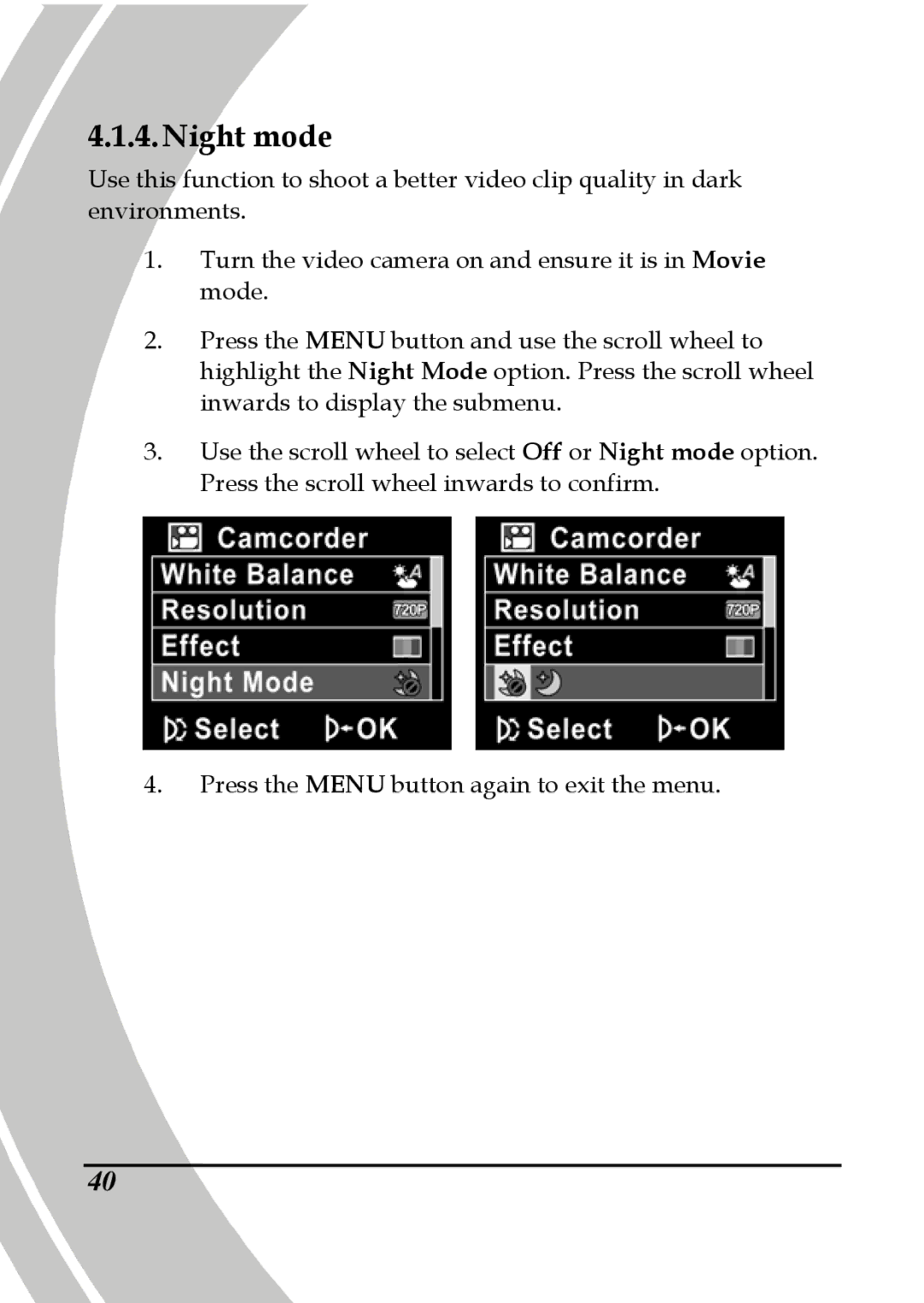 DXG Technology DXG-533V, DXG-535V manual Night mode 