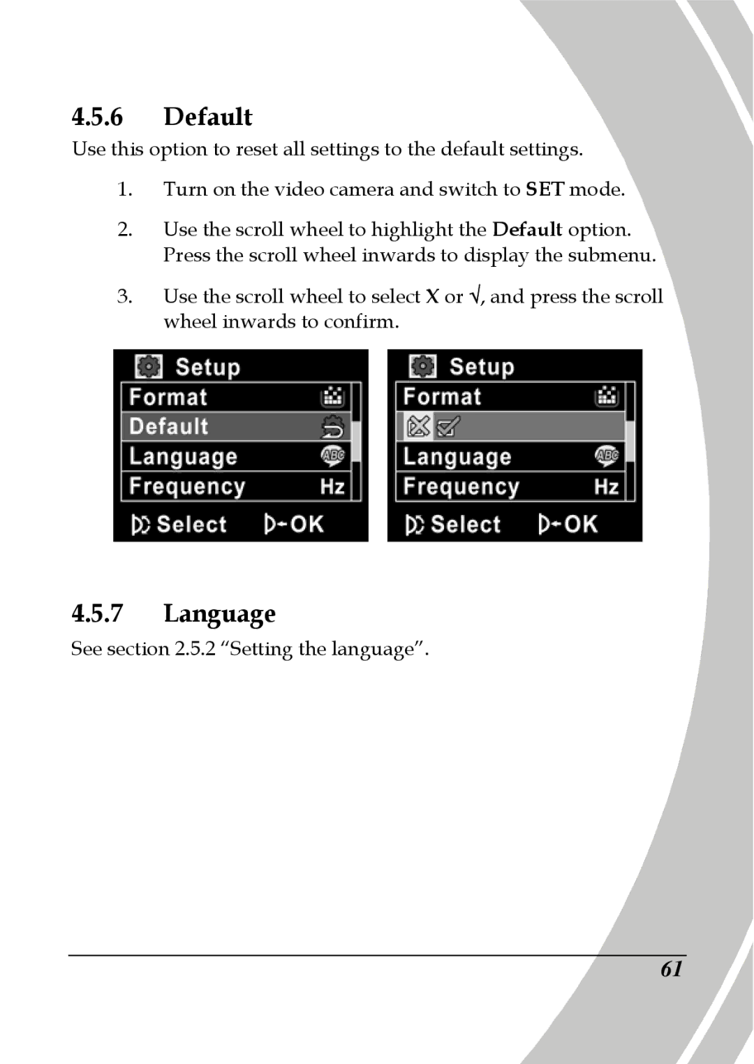 DXG Technology DXG-535V, DXG-533V manual Default, Language 