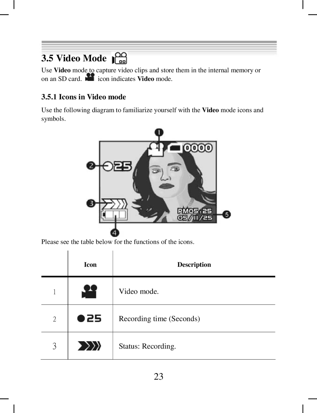 DXG Technology DXG-538 manual Video Mode, Icons in Video mode 