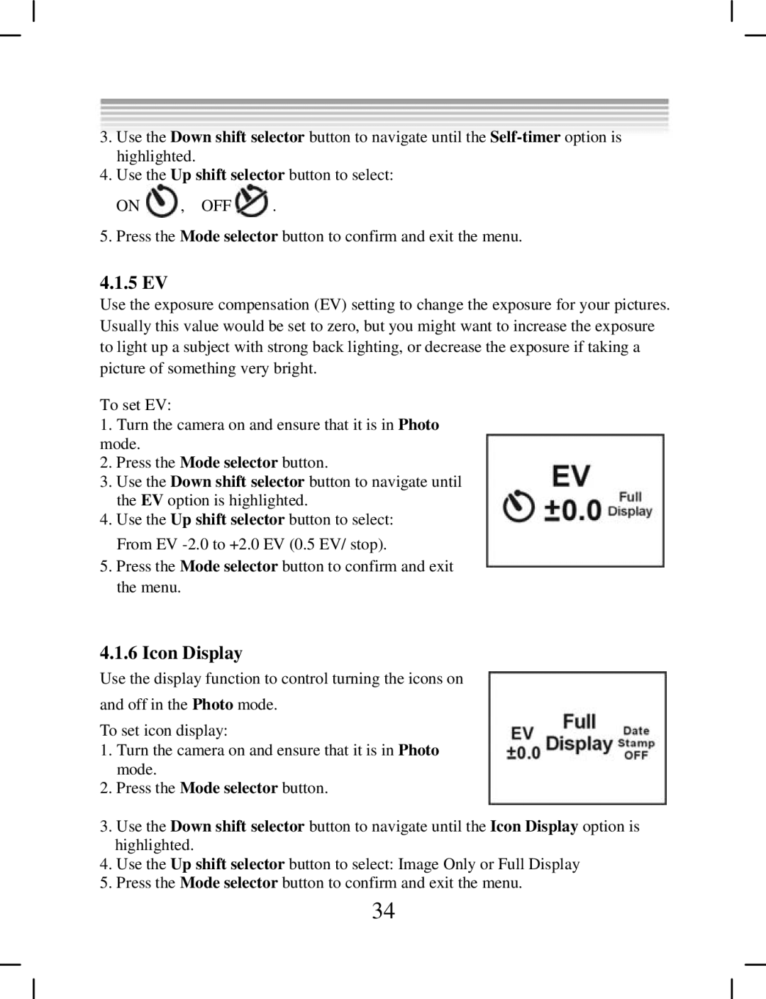 DXG Technology DXG-538 manual 5 EV, Icon Display 