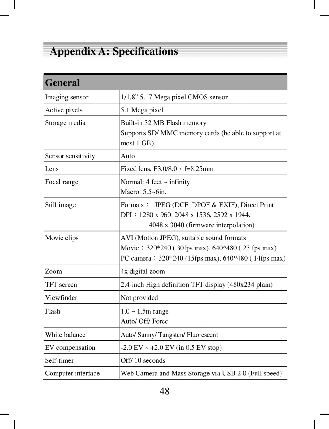 DXG Technology DXG-538 manual Appendix a Specifications, General 