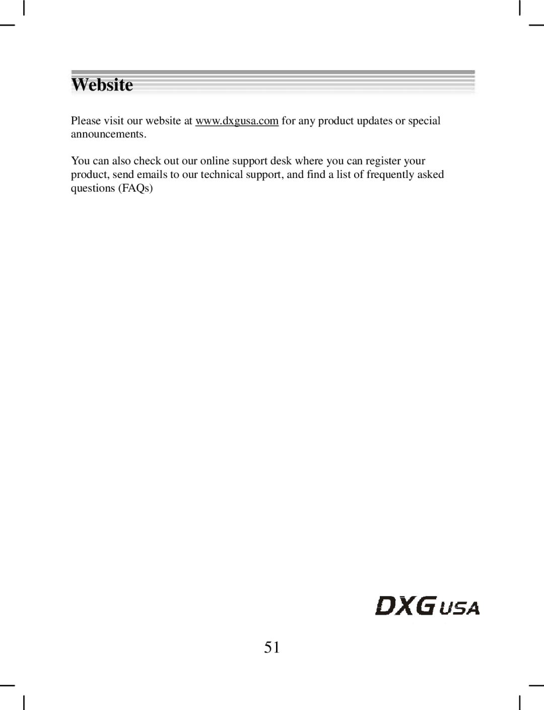 DXG Technology DXG-538 manual Website 