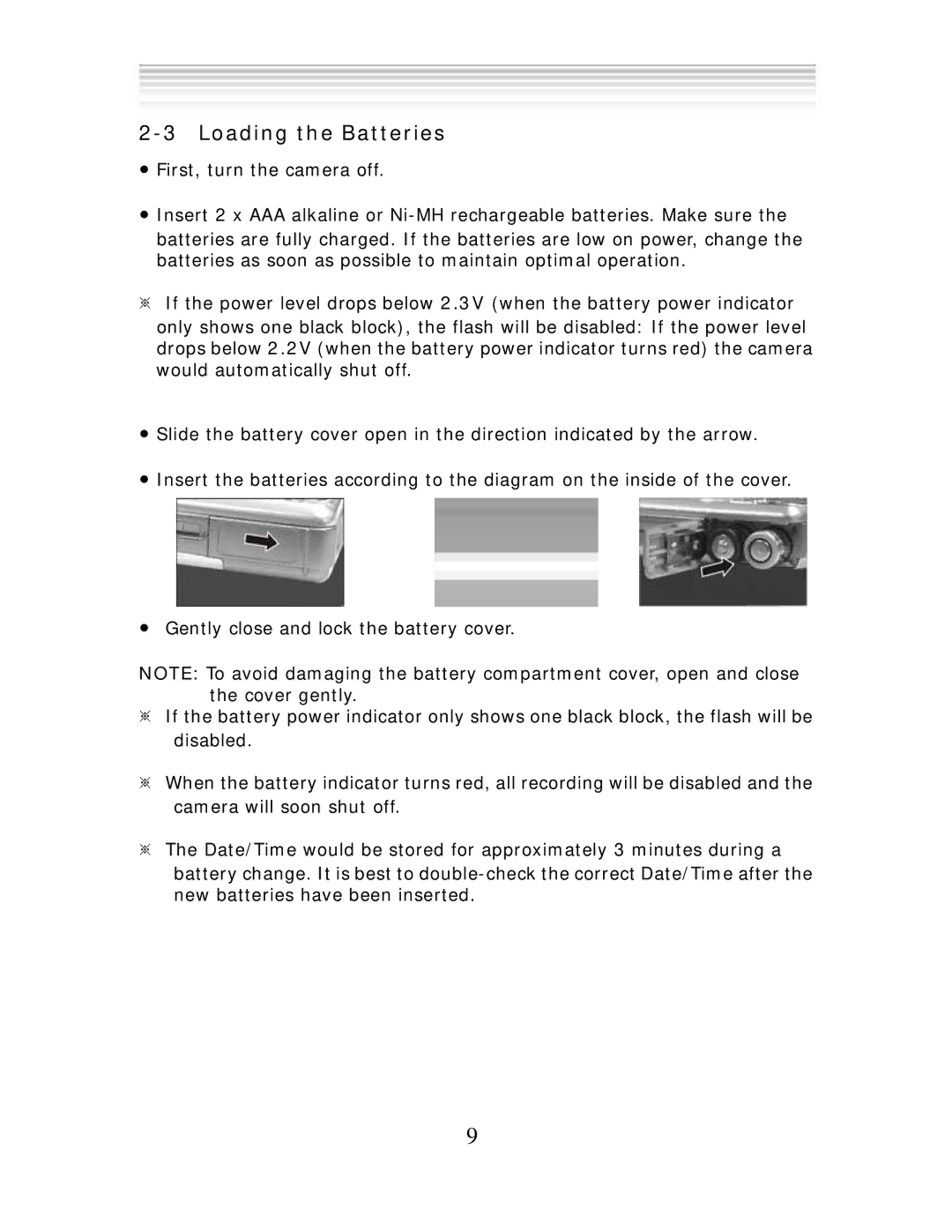 DXG Technology DXG 552 manual Loading the Batteries 