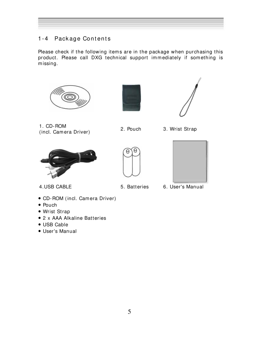 DXG Technology DXG 552 manual Package Contents 