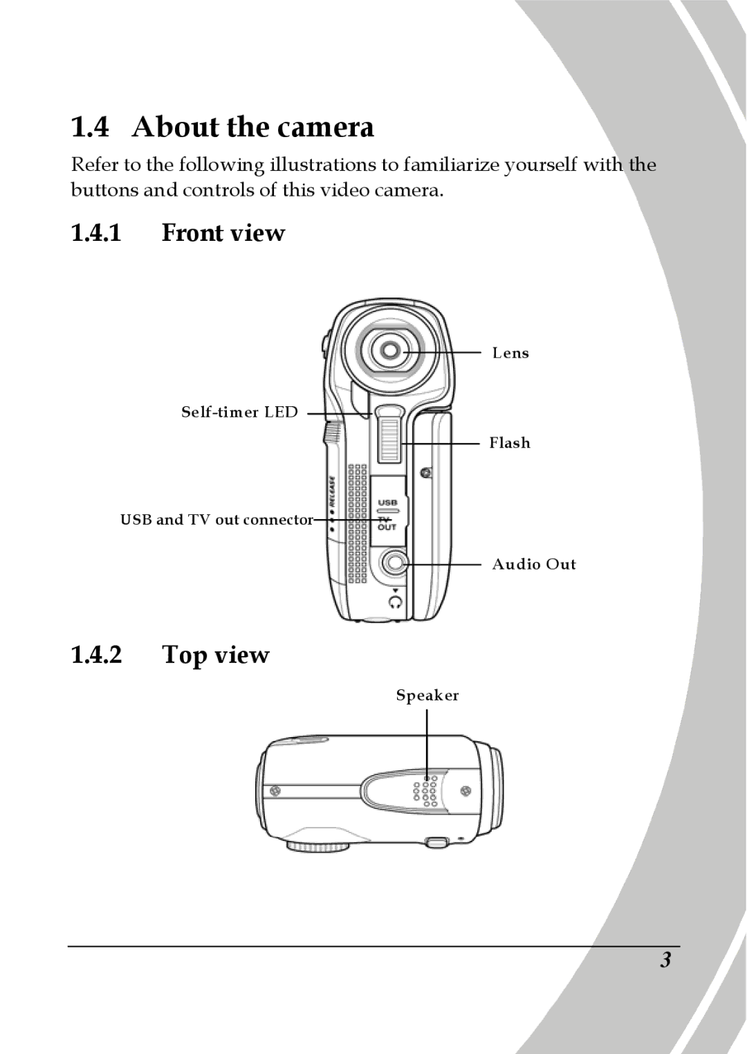 DXG Technology DXG-565V manual About the camera, Front view, Top view 