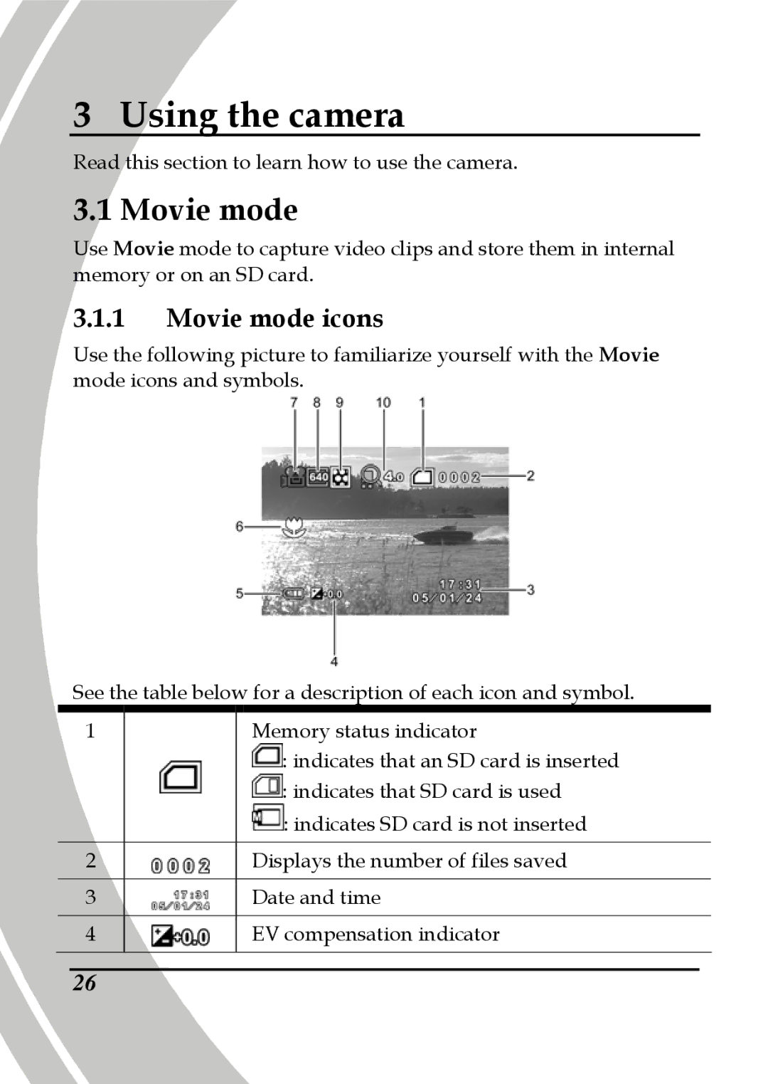 DXG Technology DXG-565V manual Movie mode icons 