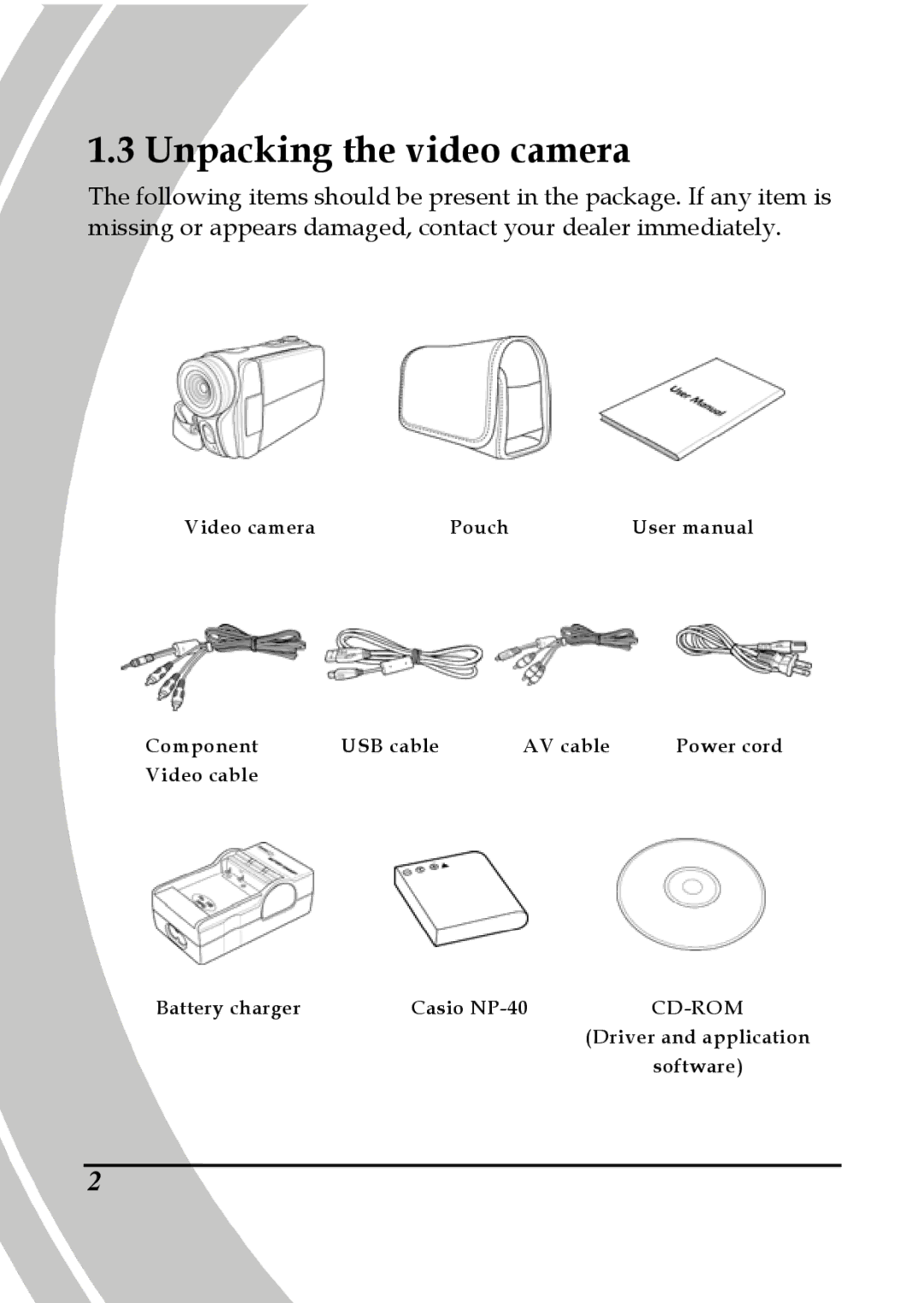 DXG Technology DXG-580V HD manual Unpacking the video camera 