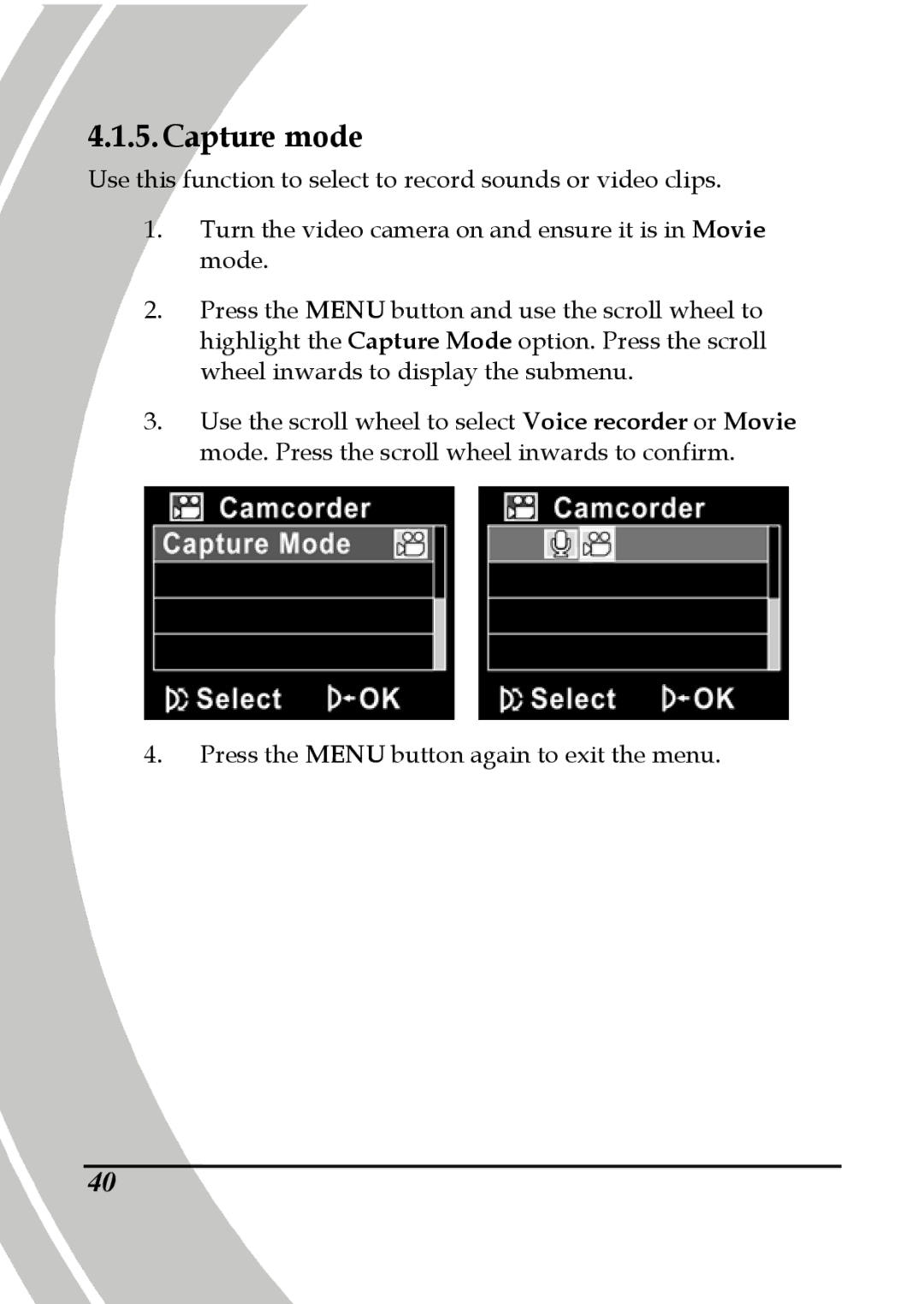 DXG Technology DXG-580V HD manual Capture mode 