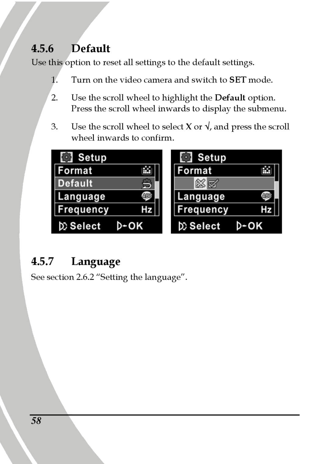 DXG Technology DXG-580V HD manual Default, Language 