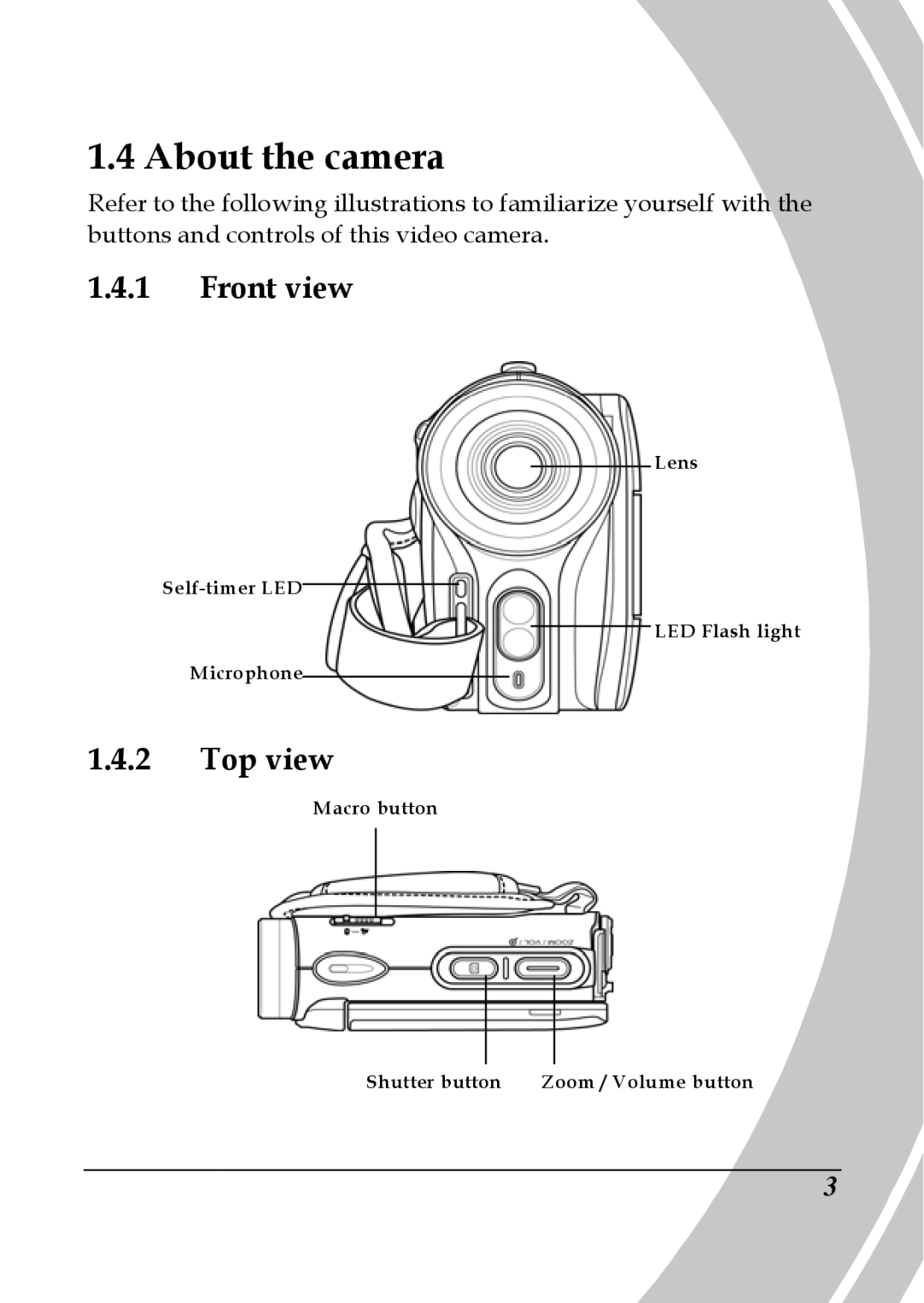 DXG Technology DXG-580V HD manual About the camera, Front view, Top view 