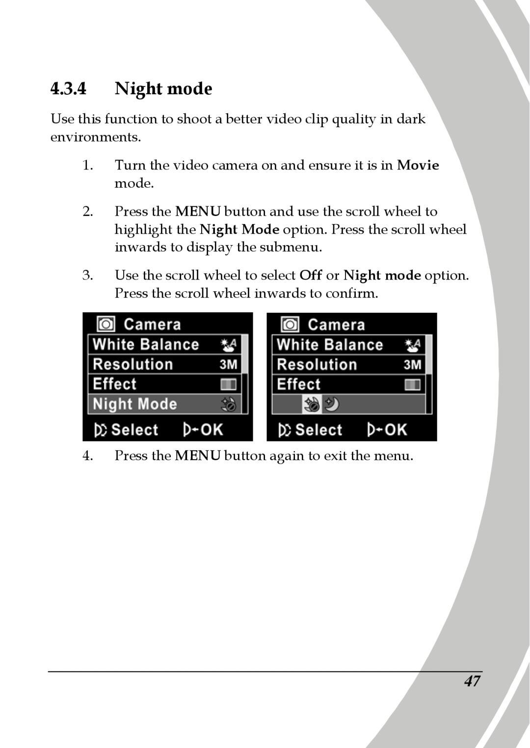 DXG Technology DXG-580V HD manual Night mode 