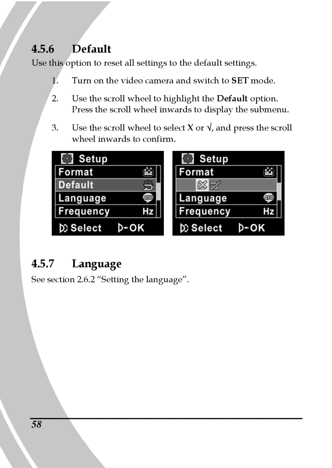 DXG Technology DXG-580V HD manual Default, Language 