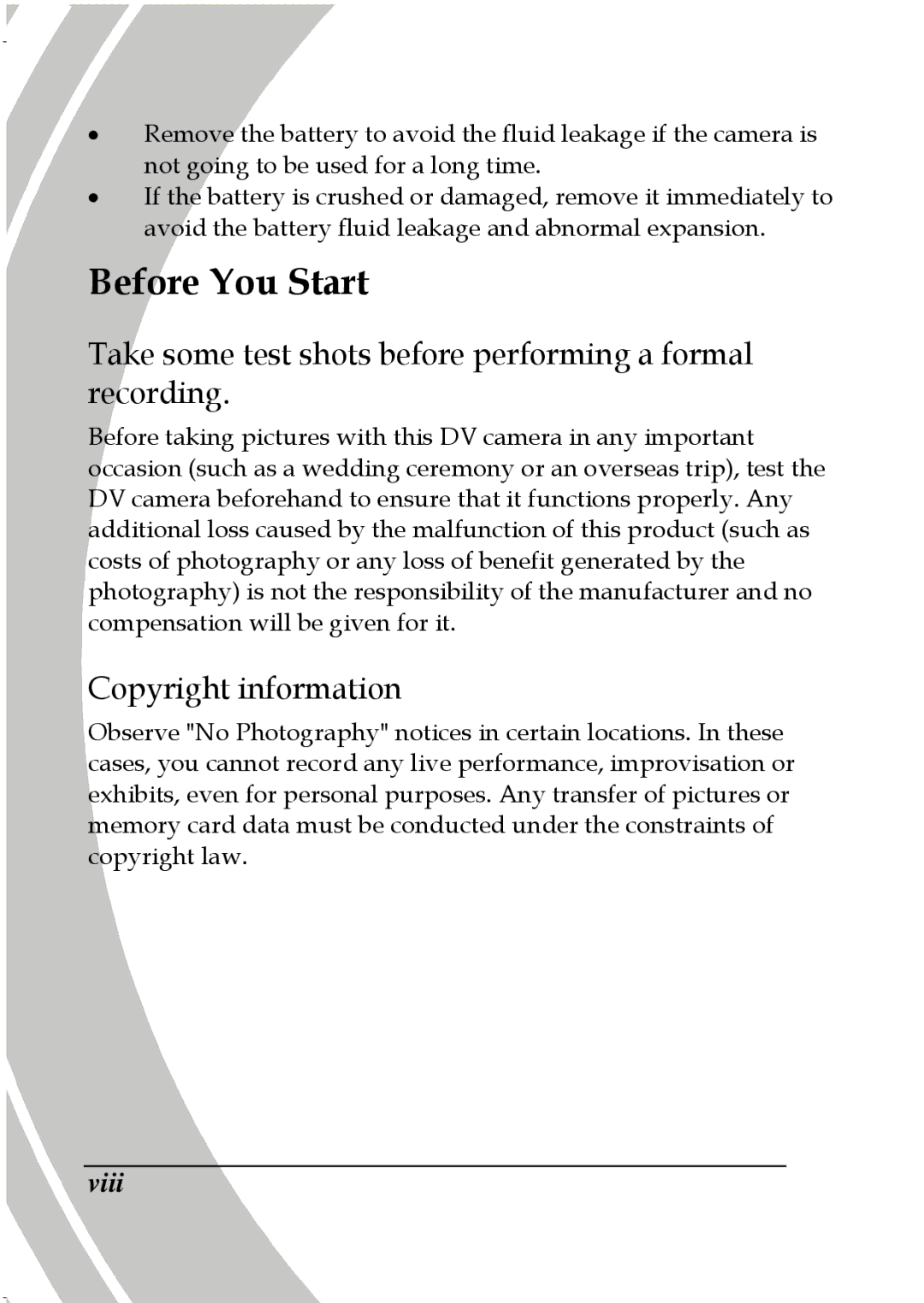 DXG Technology DXG-587V HD manual Before You Start, Take some test shots before performing a formal recording 