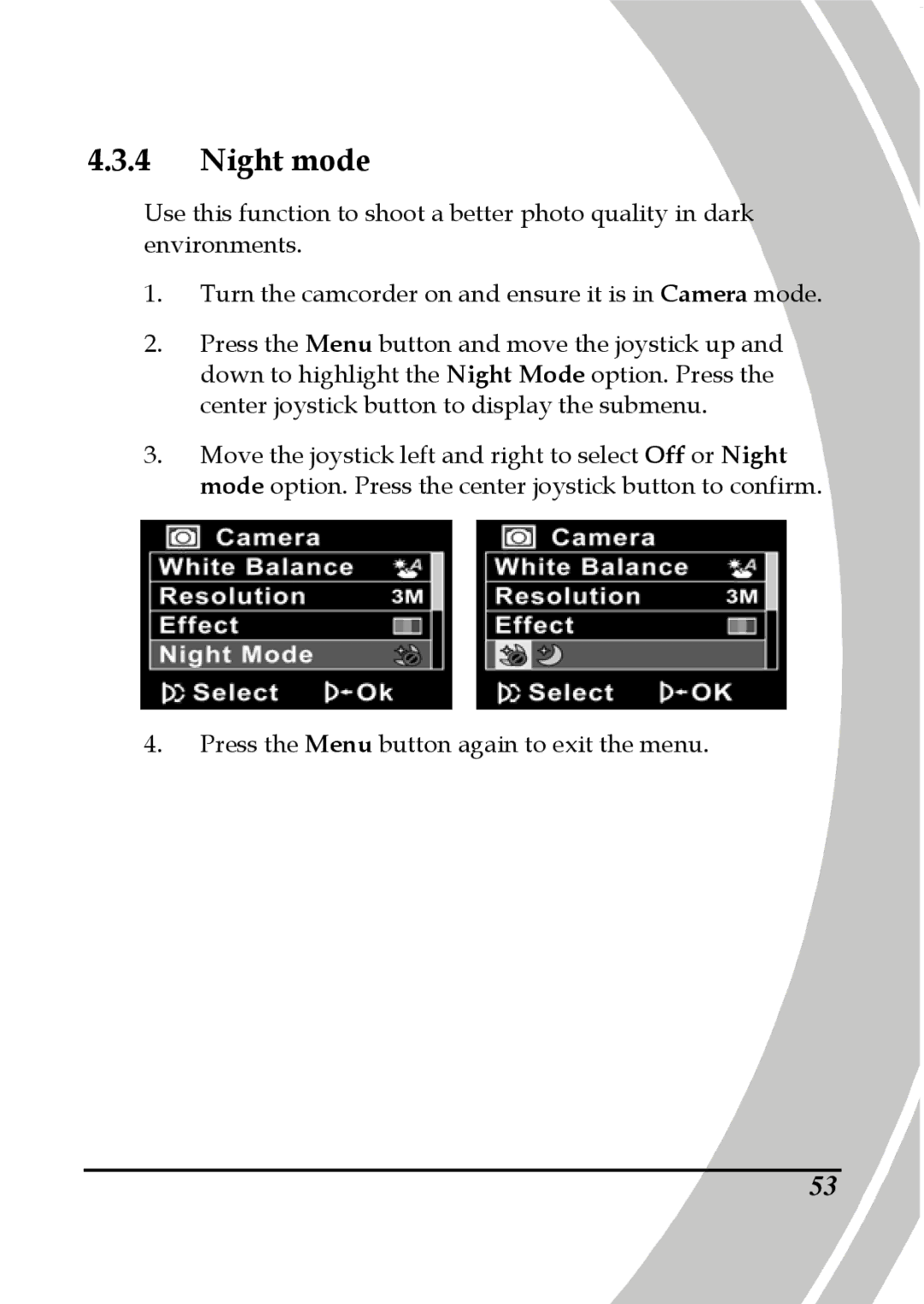 DXG Technology DXG-587V HD manual Night mode 