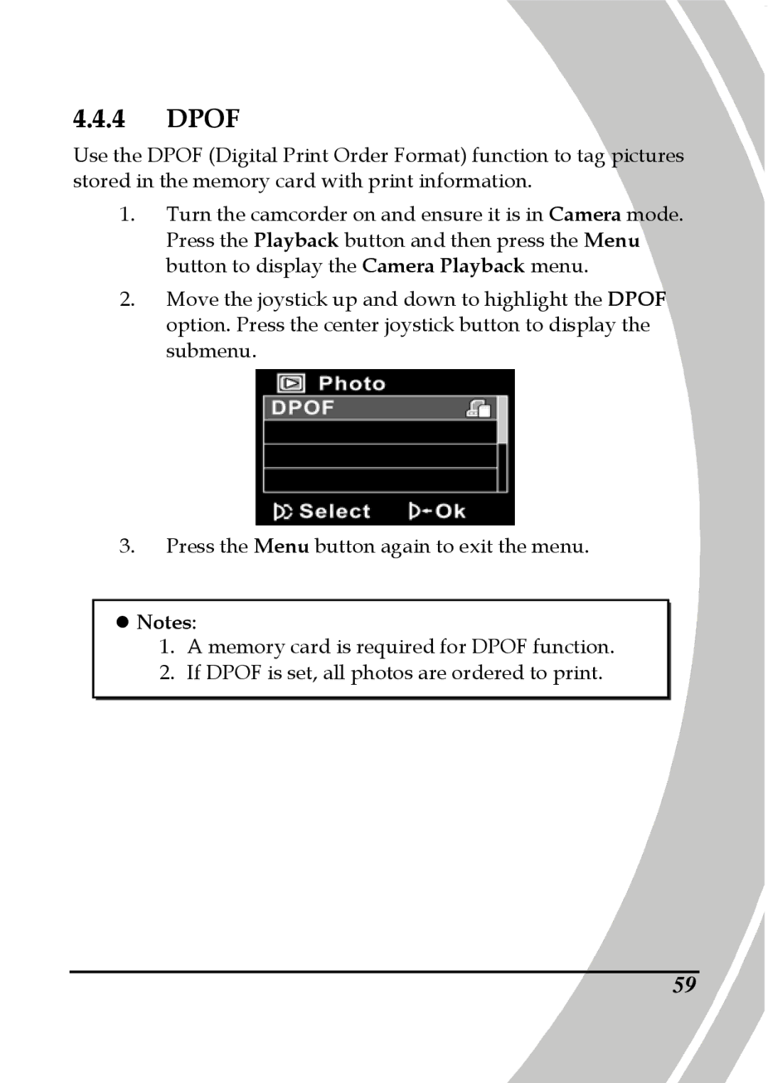 DXG Technology DXG-587V HD manual Dpof 