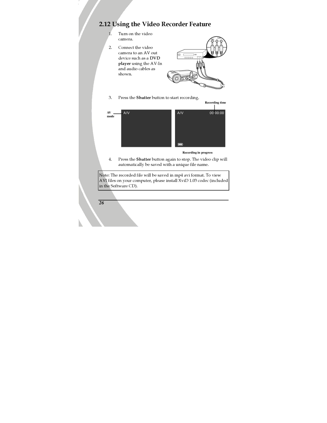 DXG Technology DXG-589V manual Using the Video Recorder Feature 