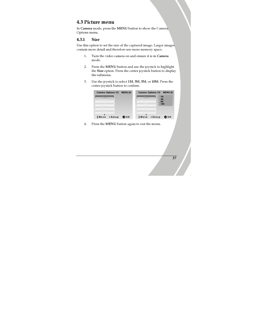 DXG Technology DXG-589V manual Picture menu, Size 