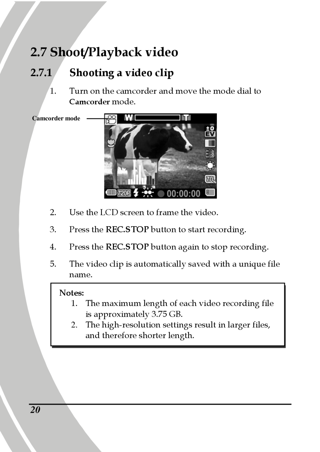 DXG Technology DXG-595V manual Shoot/Playback video, Shooting a video clip 