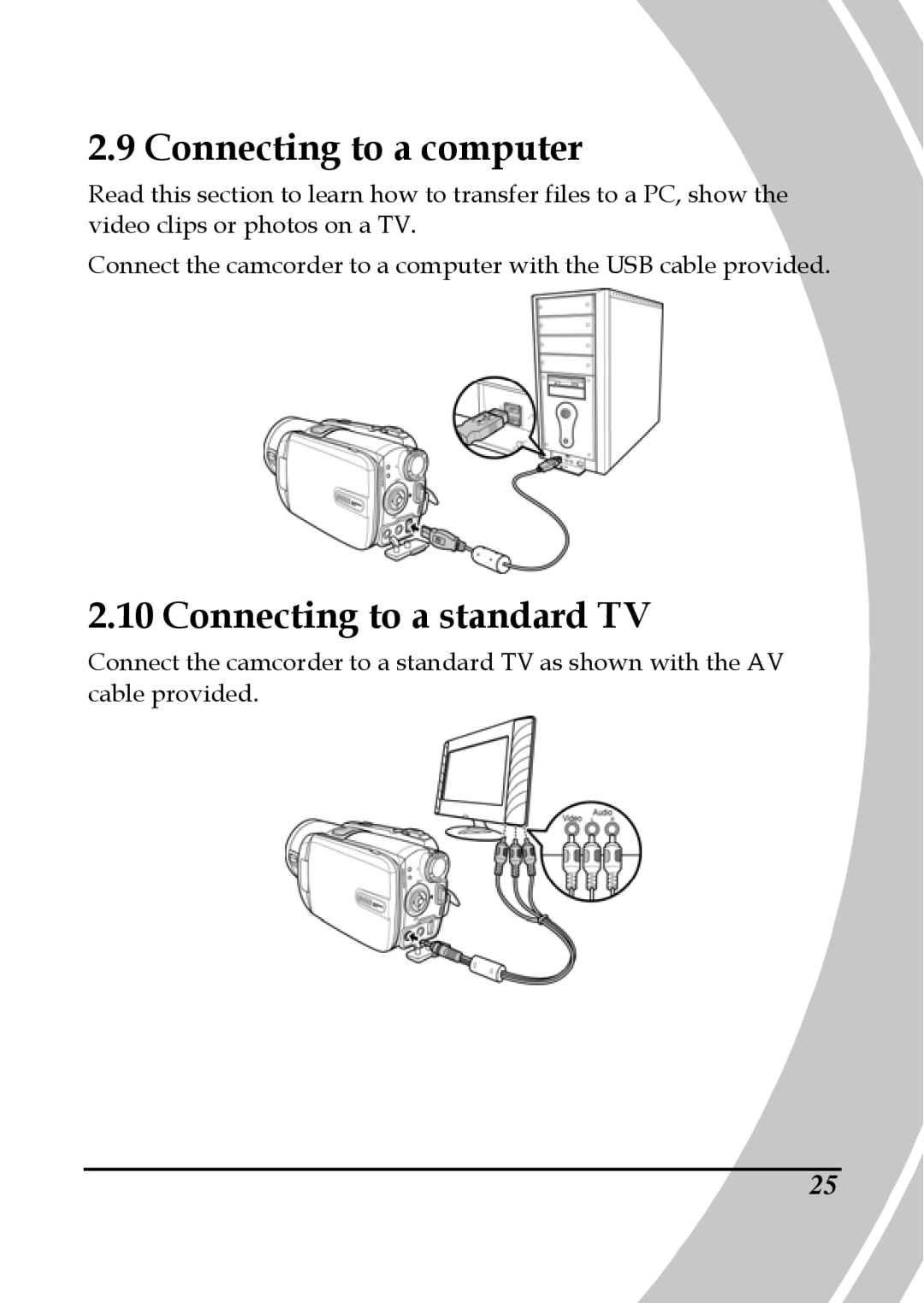 DXG Technology DXG-595V manual Connecting to a computer, Connecting to a standard TV 