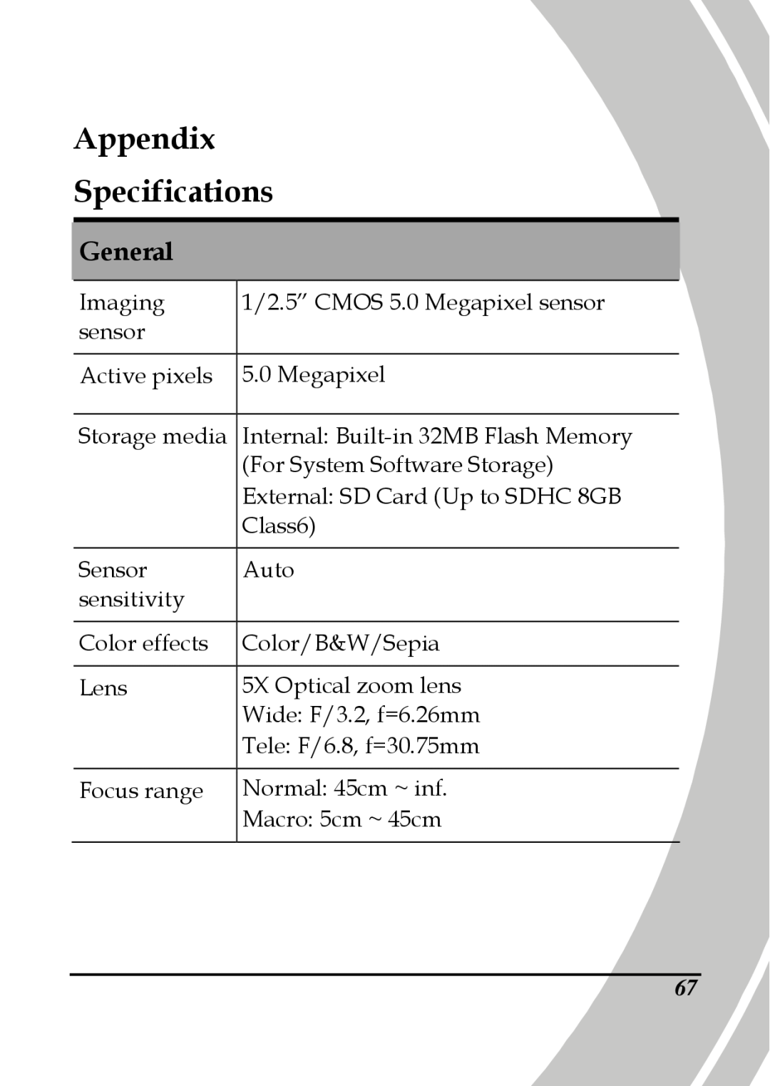 DXG Technology DXG-595V manual Appendix Specifications, General 