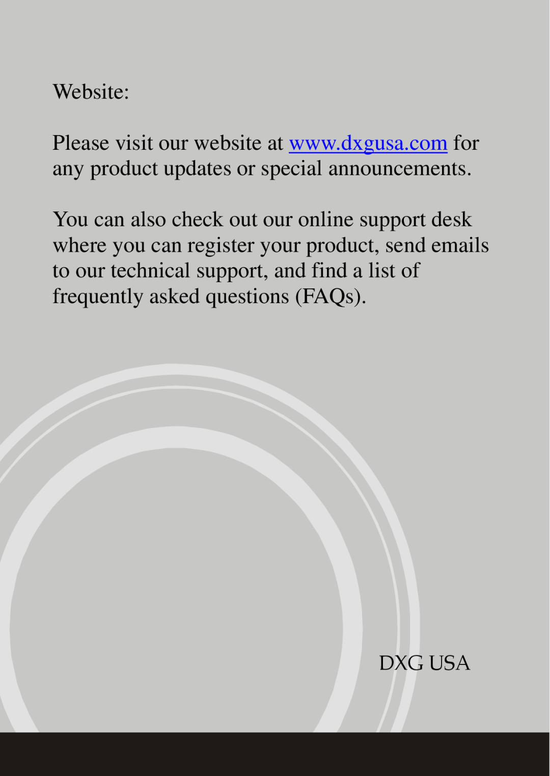 DXG Technology DXG-595V manual Website, Dxg Usa 
