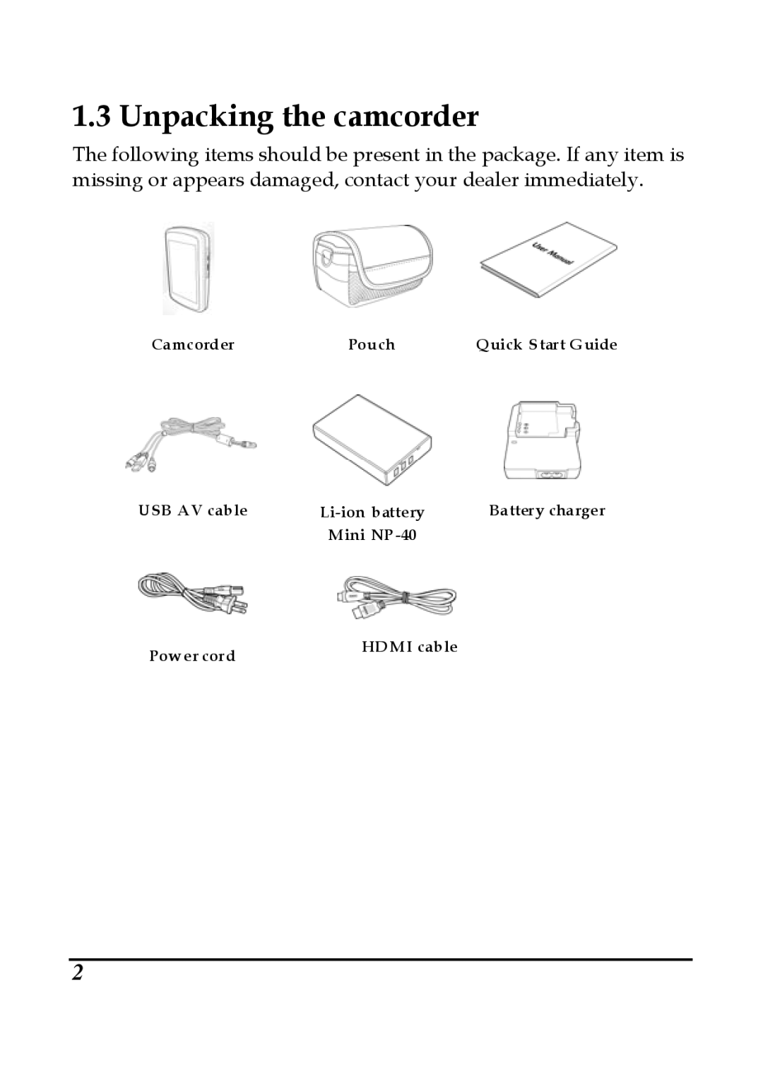 DXG Technology DXG-599V manual Unpacking the camcorder 