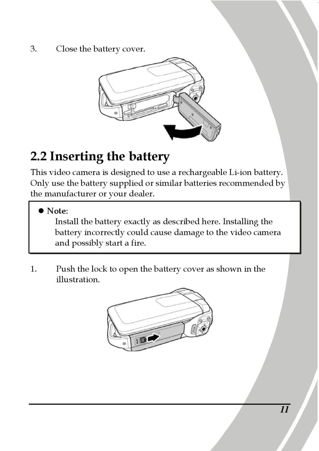 DXG Technology DXG-5B7V manual Inserting the battery 