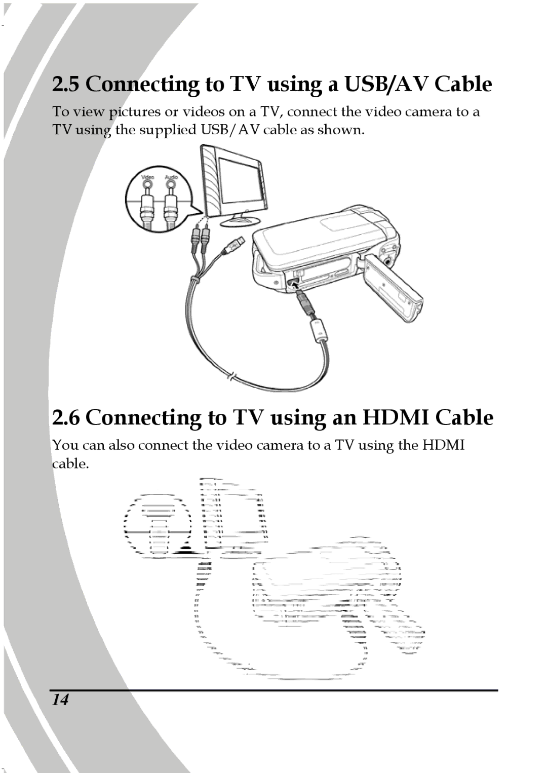 DXG Technology DXG-5B7V manual Connecting to TV using a USB/AV Cable, Connecting to TV using an Hdmi Cable 