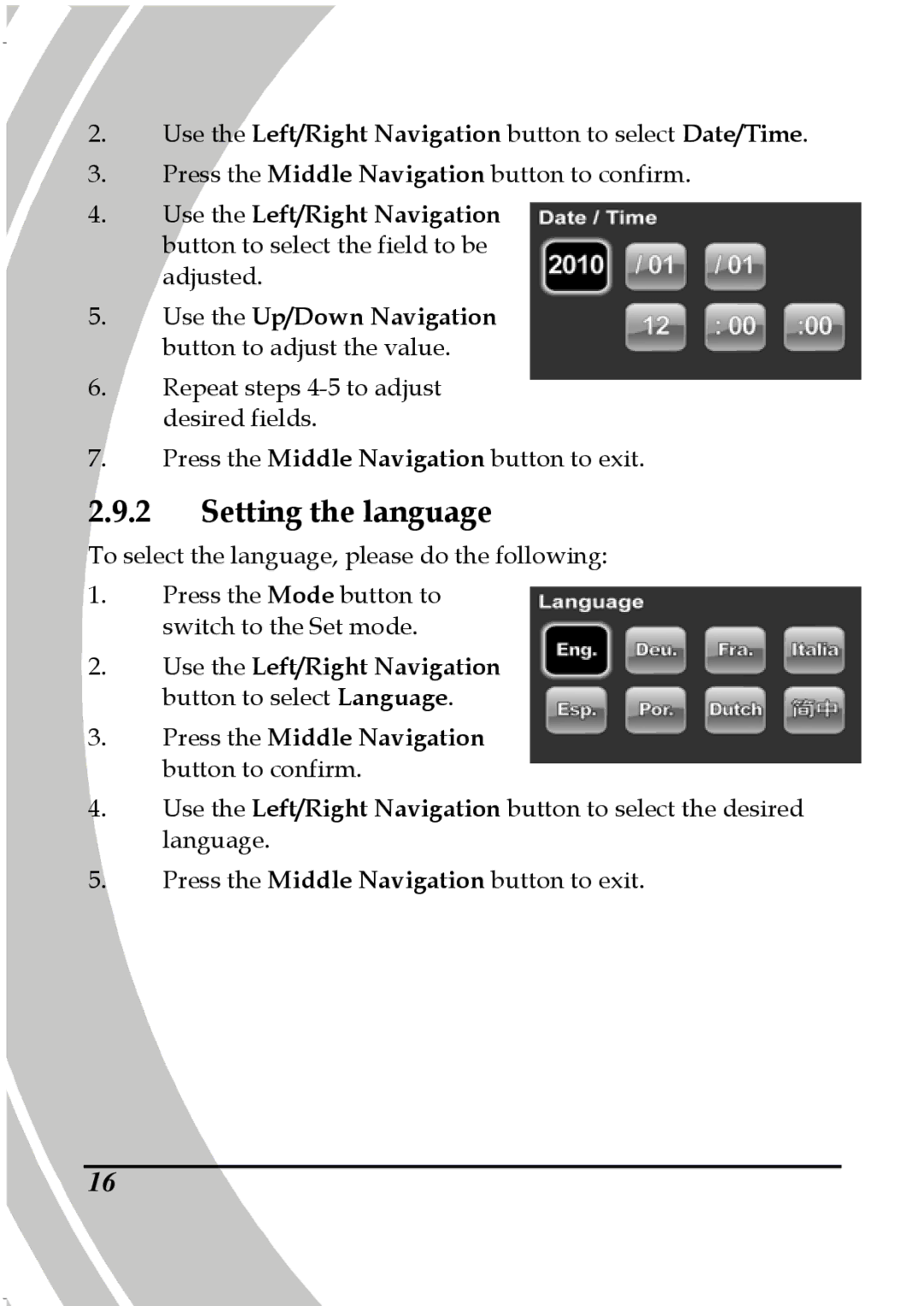 DXG Technology DXG-5B7V manual Setting the language, To select the language, please do the following 