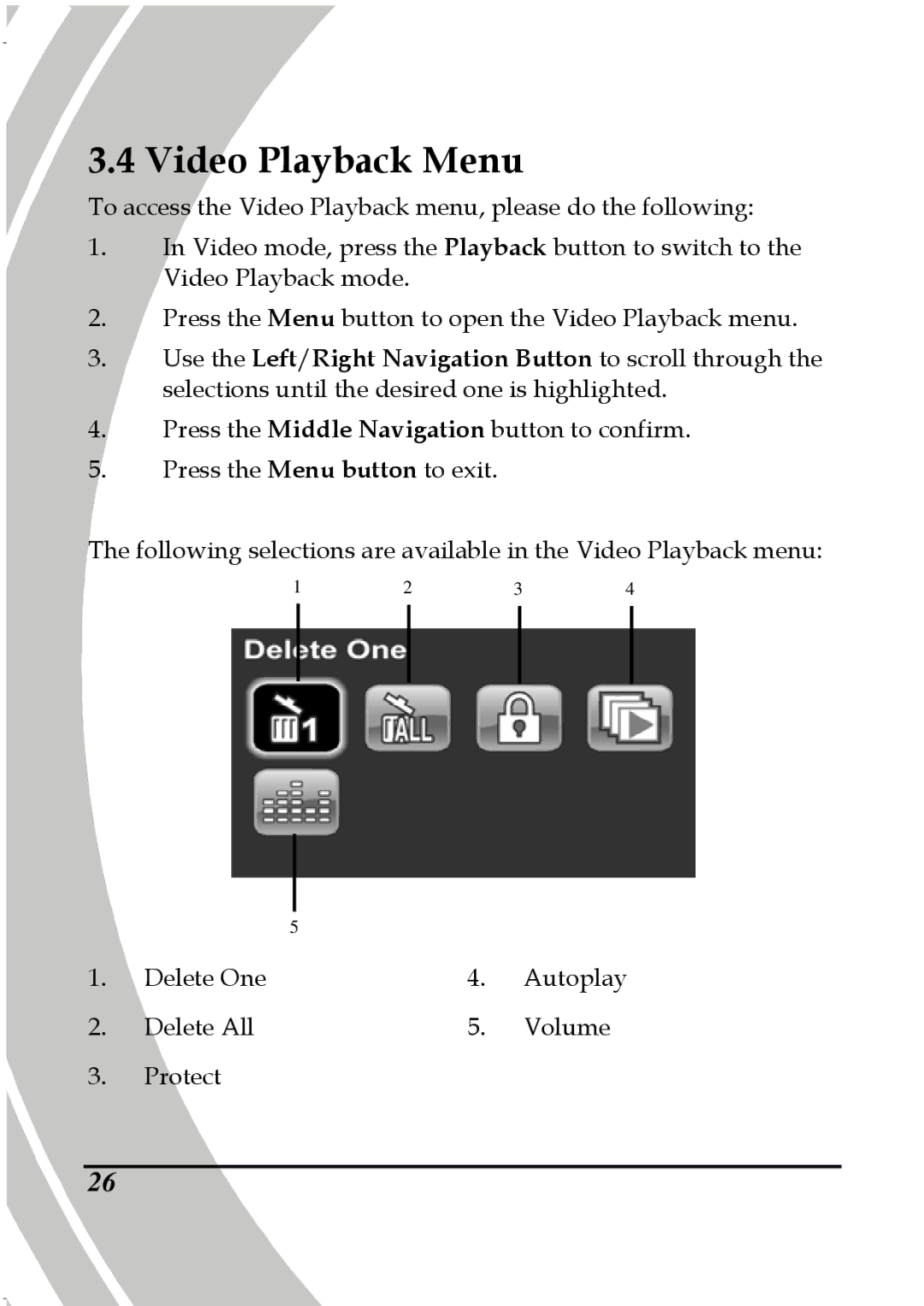 DXG Technology DXG-5B7V manual Video Playback Menu 