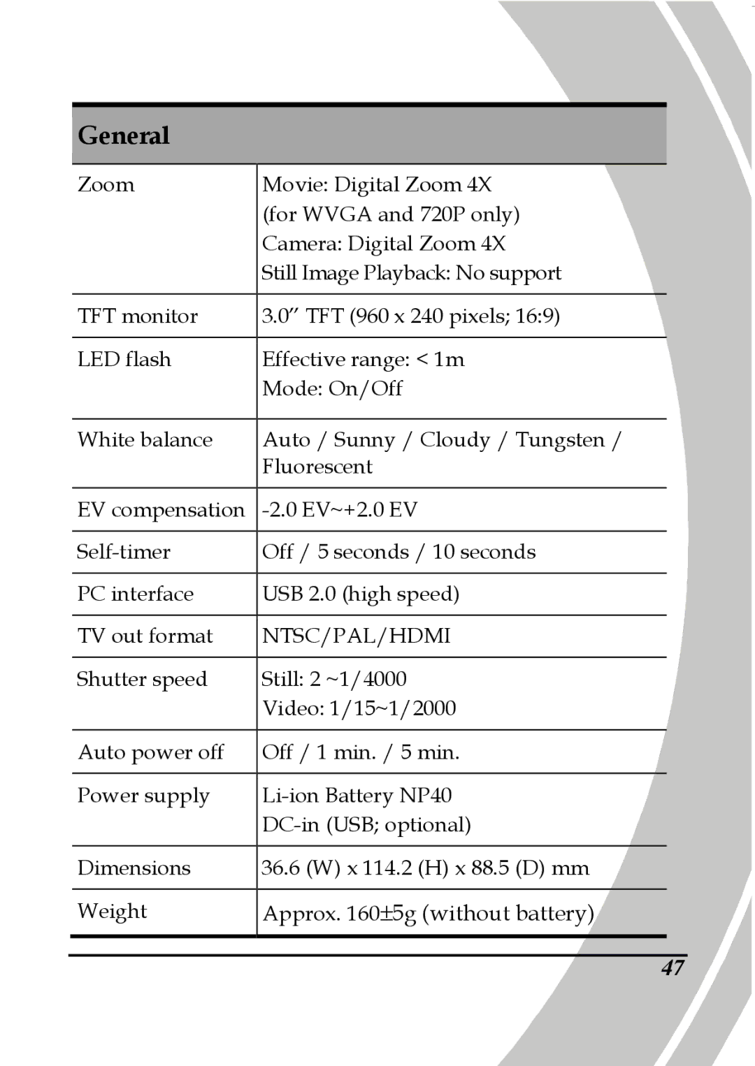 DXG Technology DXG-5B7V manual Approx 5g without battery 