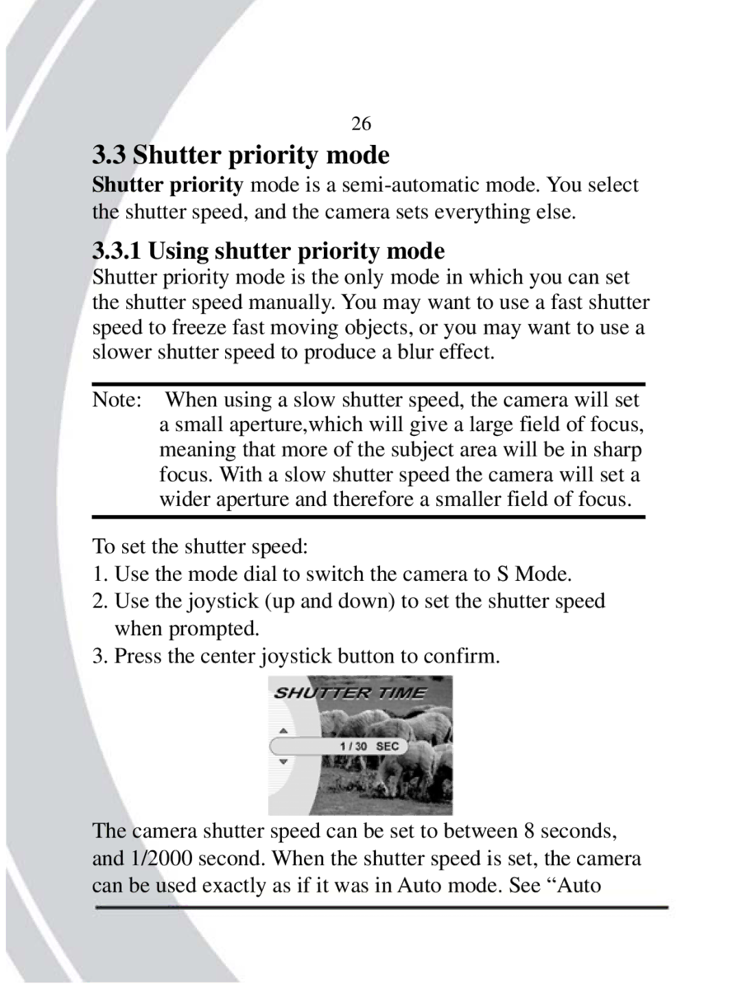 DXG Technology DXG-608 manual Shutter priority mode, Using shutter priority mode 