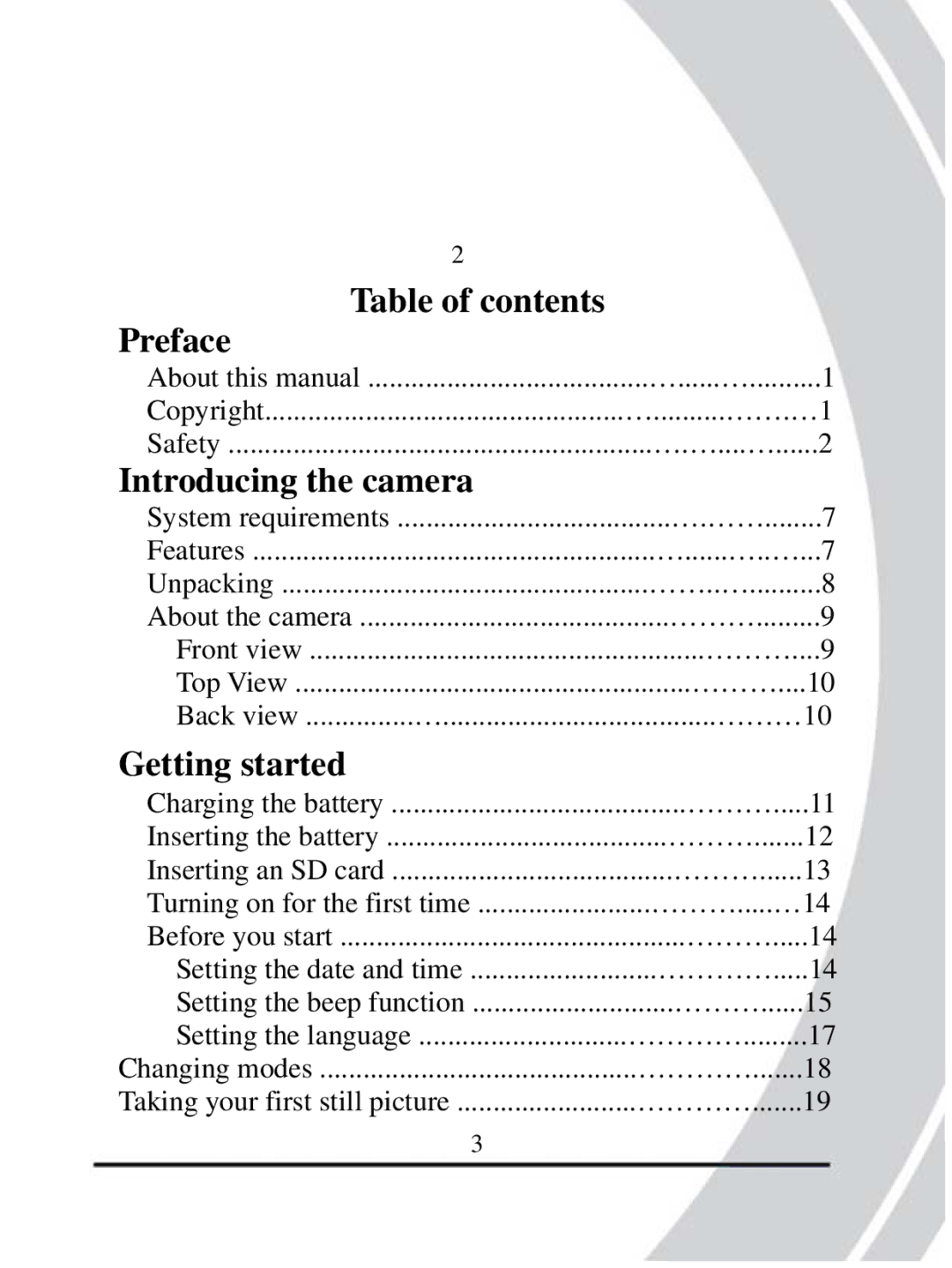 DXG Technology DXG-608 manual Table of contents Preface, Introducing the camera, Getting started 