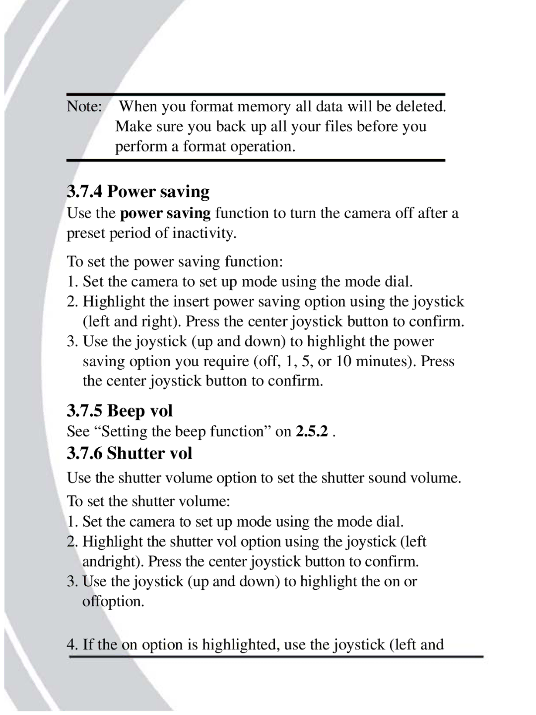 DXG Technology DXG-608 manual Power saving, Beep vol, Shutter vol 