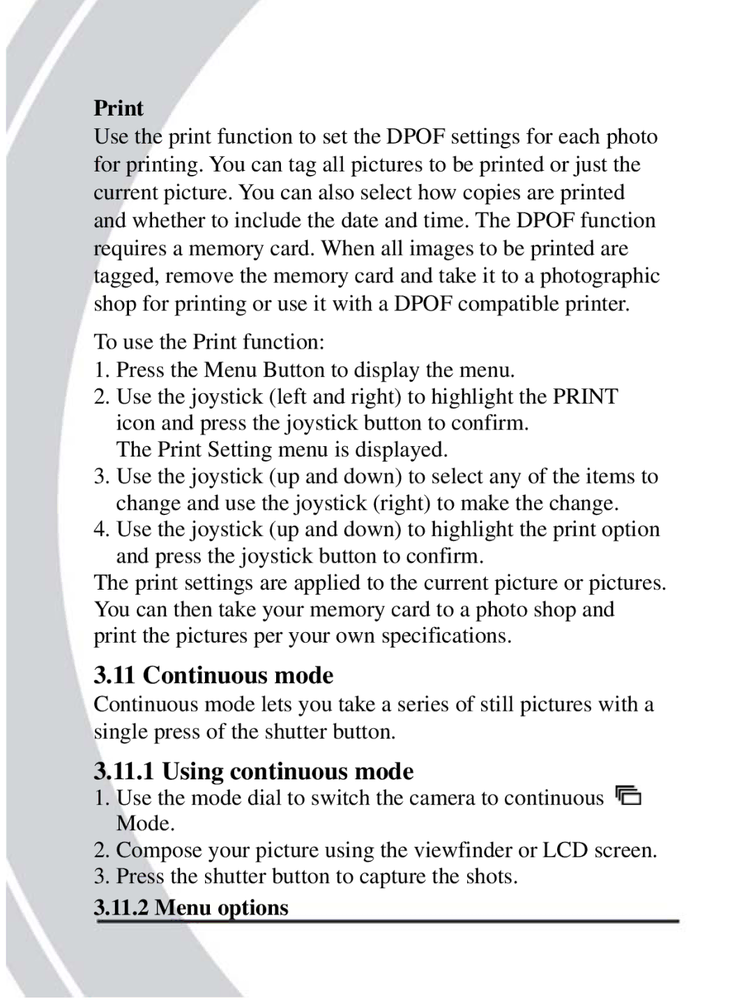 DXG Technology DXG-608 manual Continuous mode, Using continuous mode, Print 