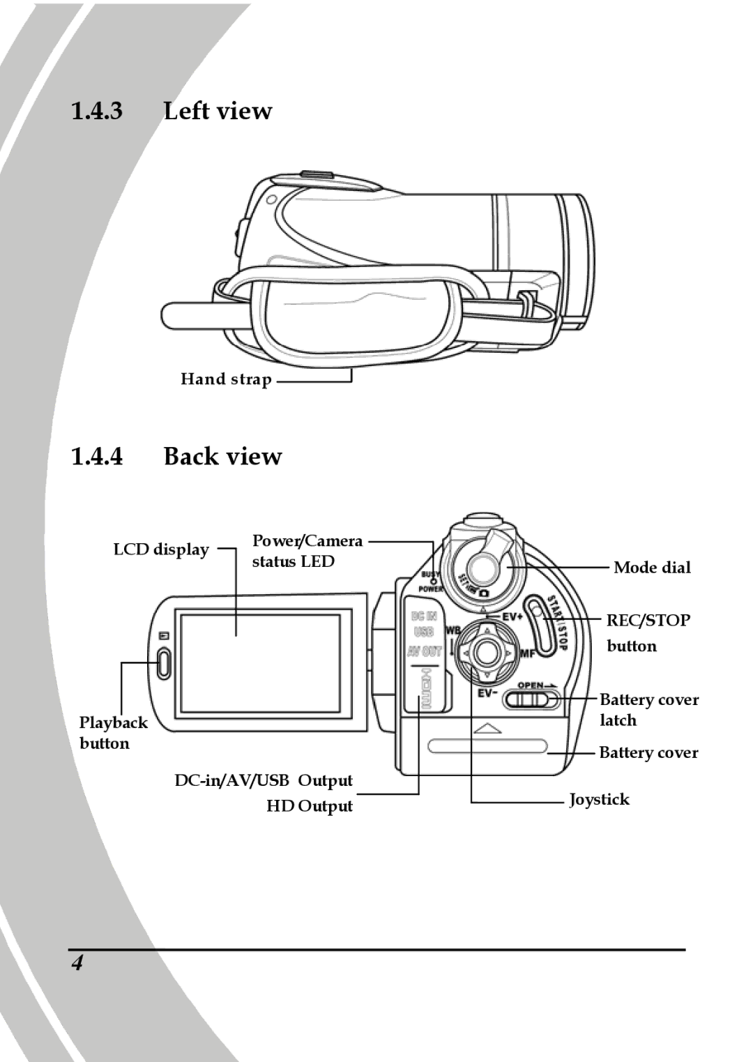 DXG Technology DXG-A85V HD manual Left view, Back view 