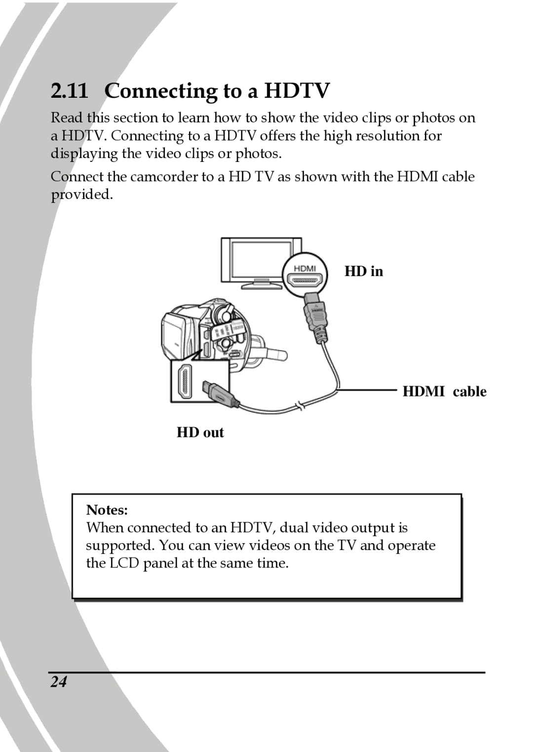 DXG Technology DXG-A85V HD manual Connecting to a Hdtv, Hdmi cable HD out 