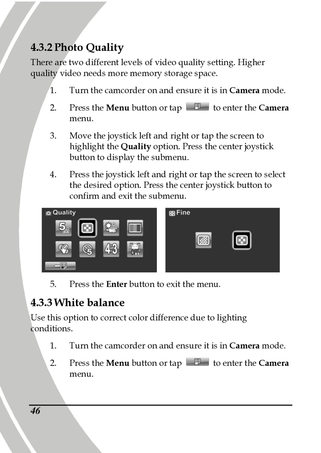 DXG Technology DXG-A85V HD manual Photo Quality, White balance 