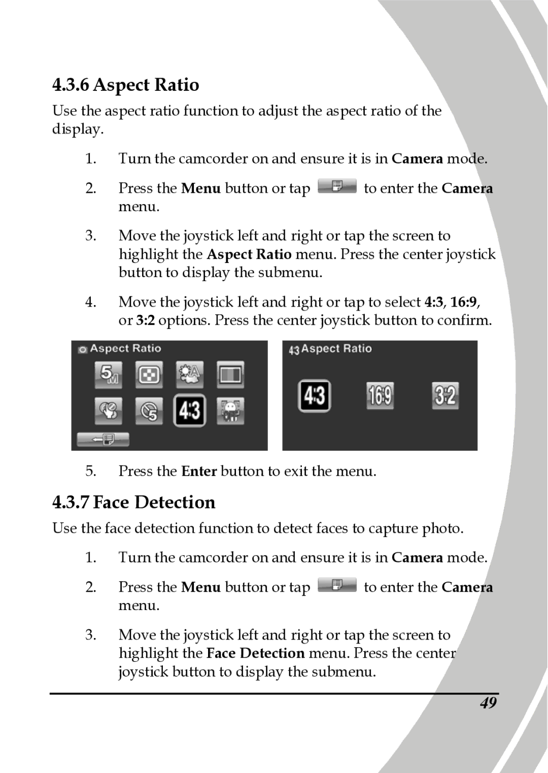 DXG Technology DXG-A85V HD manual Aspect Ratio, Face Detection 